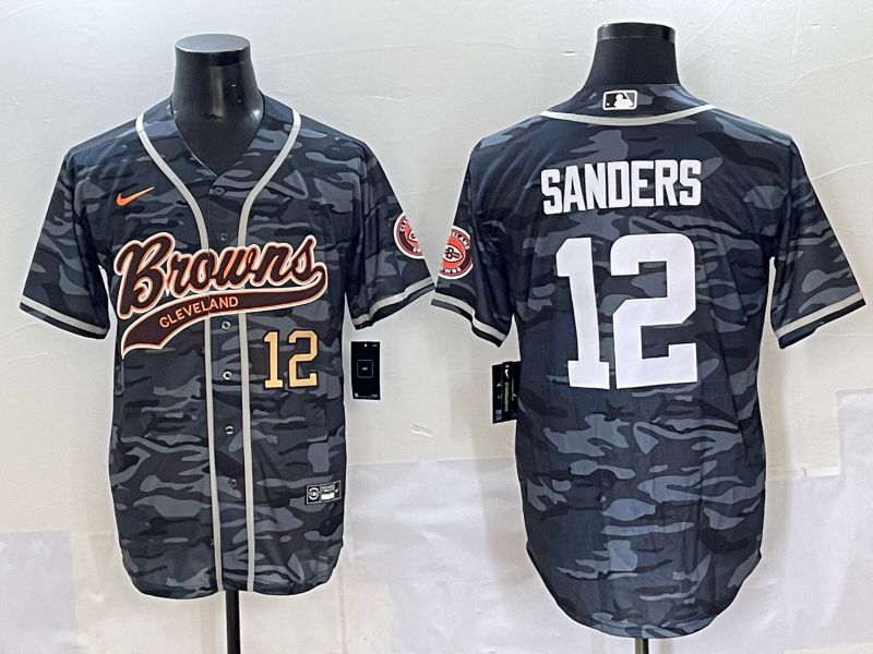 Men 2025 Cleveland Browns 12 Sanders Camo Joint Name Nike Limited NFL Jersey style 2